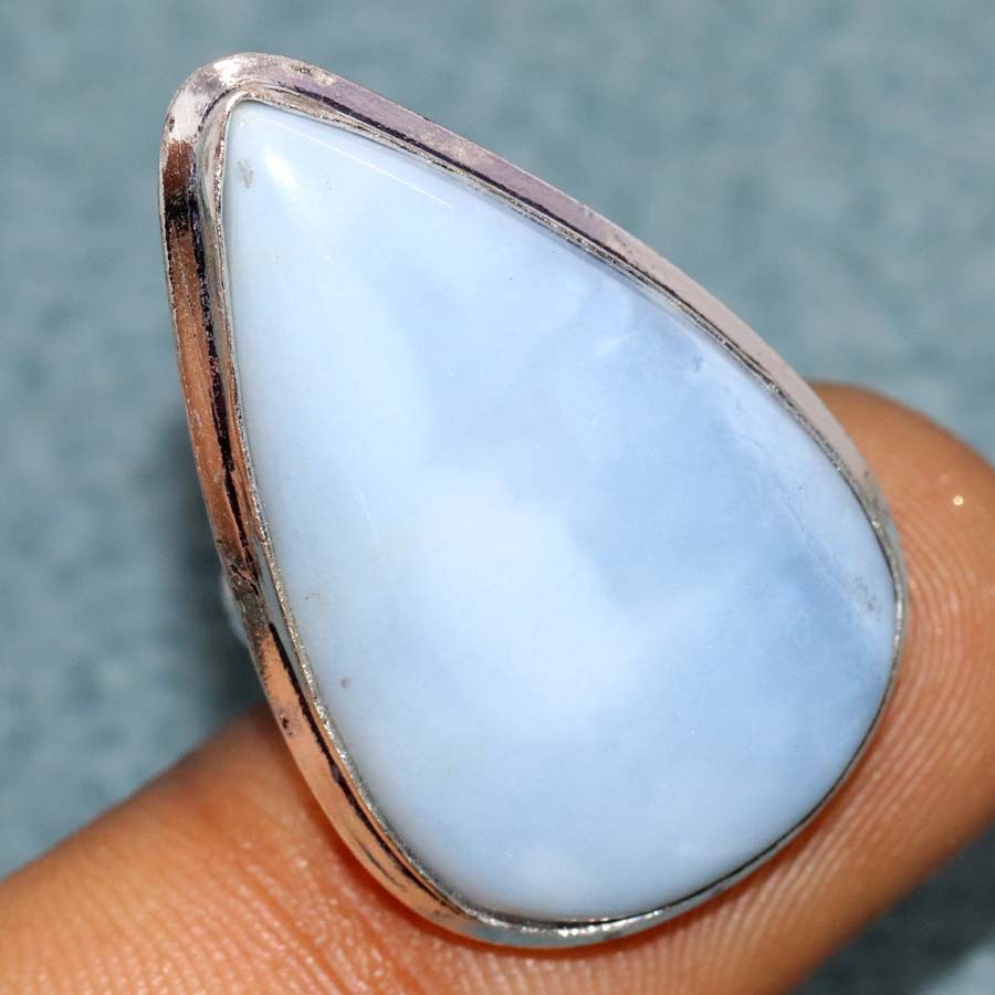 925 Silver Plated Owyhee Blue Opal Ring US 5.5 Exquisite Jewelry Trendy JW