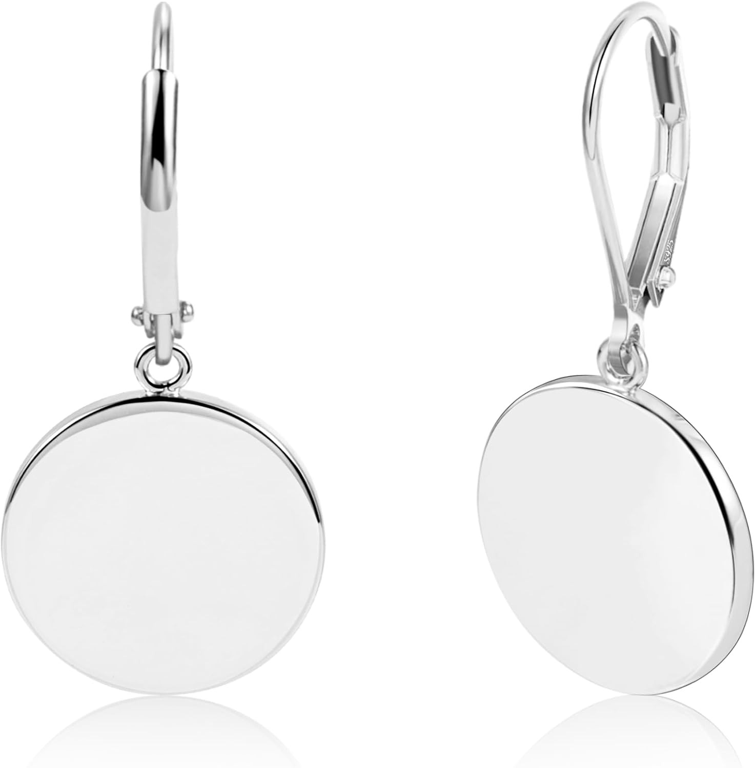 Disc Dangle Earrings for Women, 14K Gold Plated Flat Hypoallergenic Drop Earring