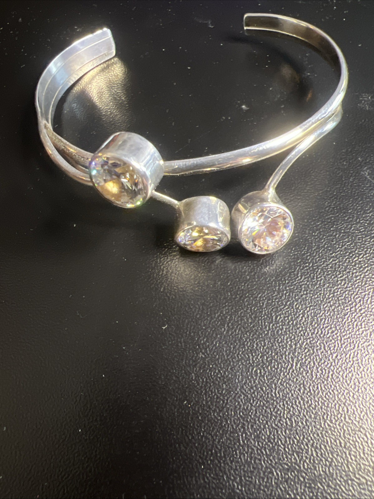 Silpada Sterling Silver Punctuation Cubic Zirconia Cuff Bracelet 925