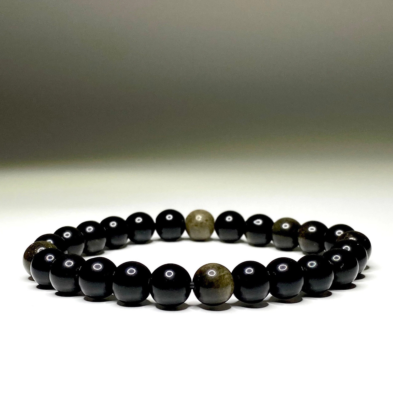 Gold Sheen Obsidian Stretch Bracelet