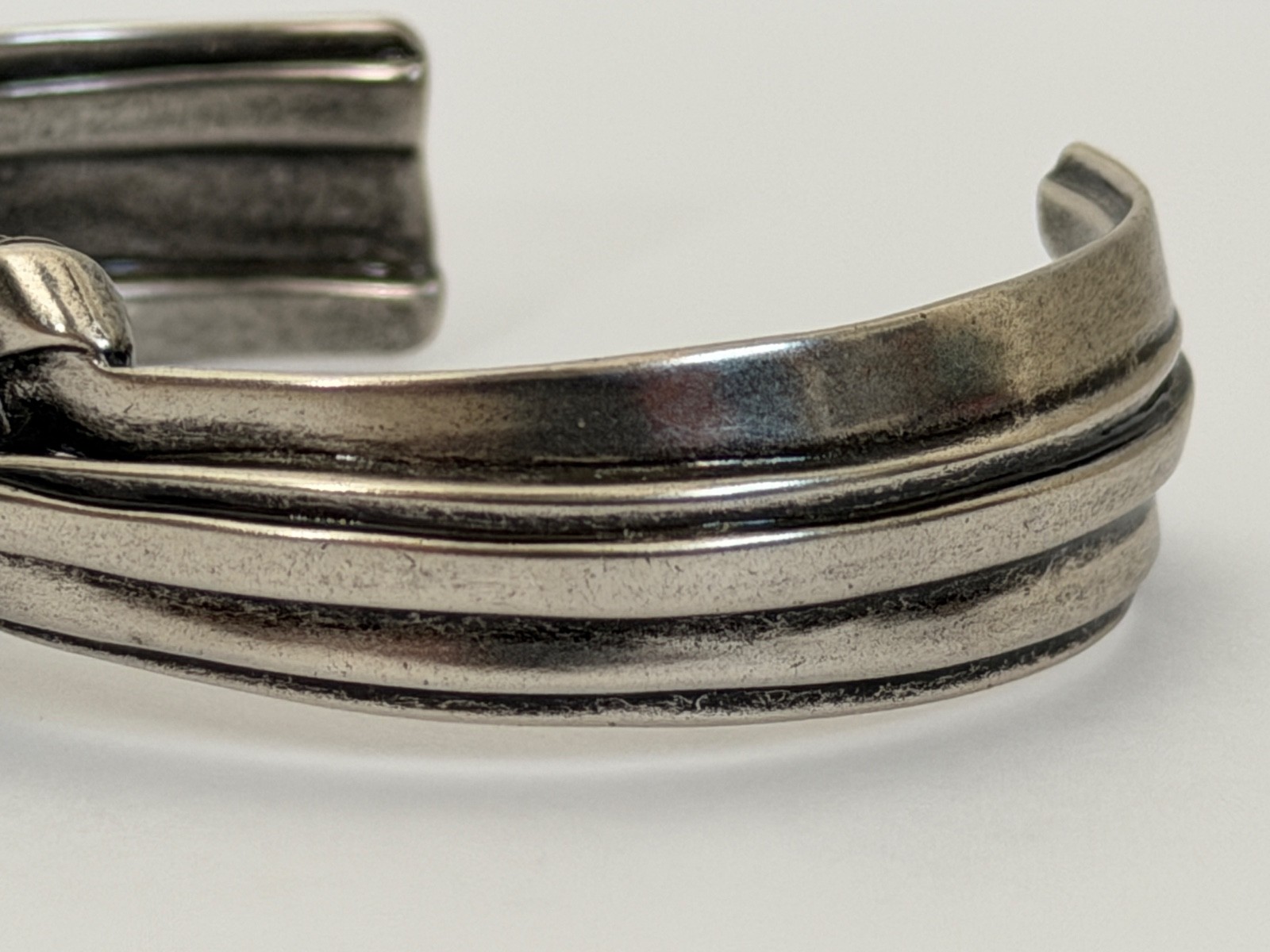 NWT Saint Laurent YSL Triple Knotted Antique Silver Brass Cuff Bracelet L $895