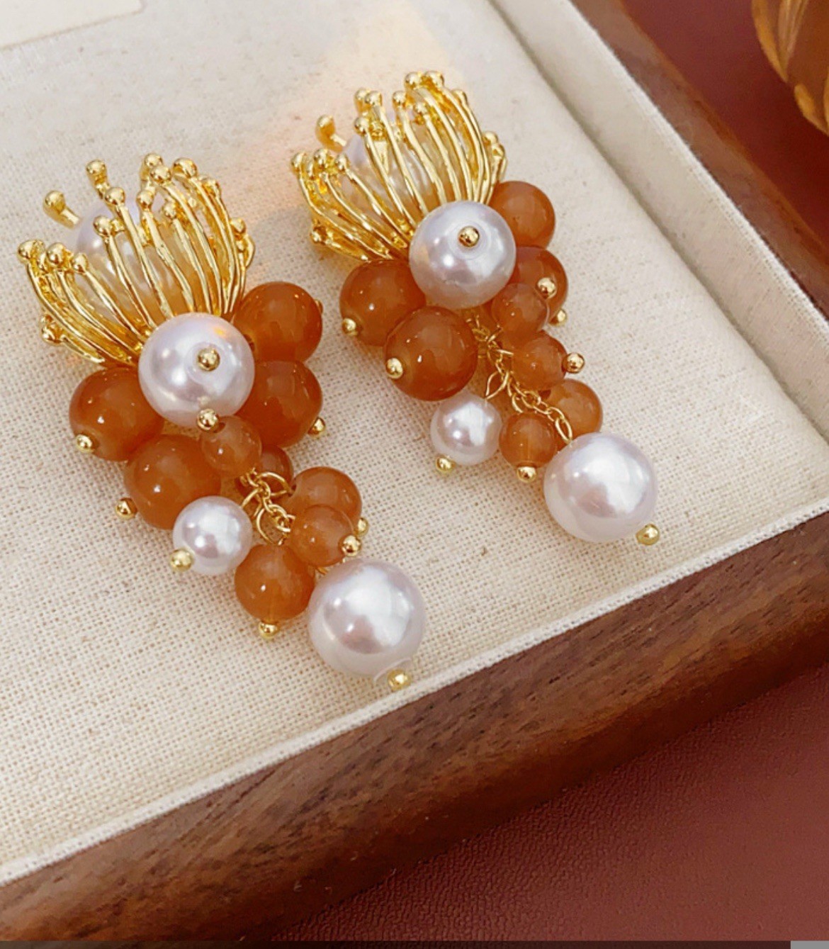 Vintage Style Clip On Earrings Big Pearl Drop Dangle Statement Wedding Bridal