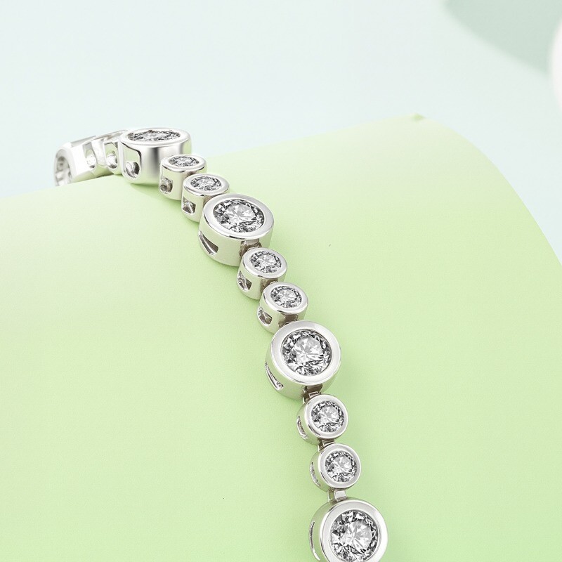 KUNSIR 925 Sterling Silver Tennis Bracelet for Women Adjustable Bubble Bracelet