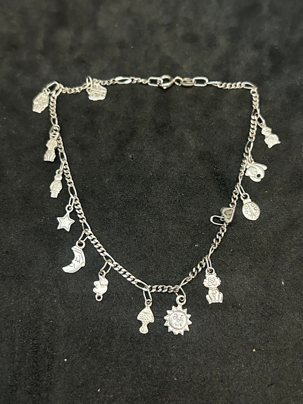 925 Sterling Figaro 2mm Chain Link Charm Bracelet 9in – 6.24g