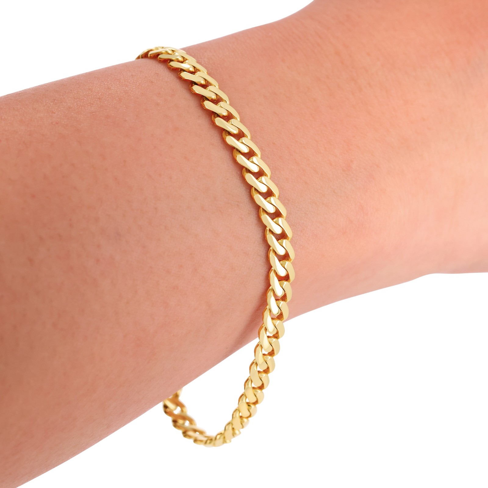 10K Yellow Gold Miami Cuban 5mm Monaco Chain Bracelet Mens Womens 6″ 7″ 8″ 9″