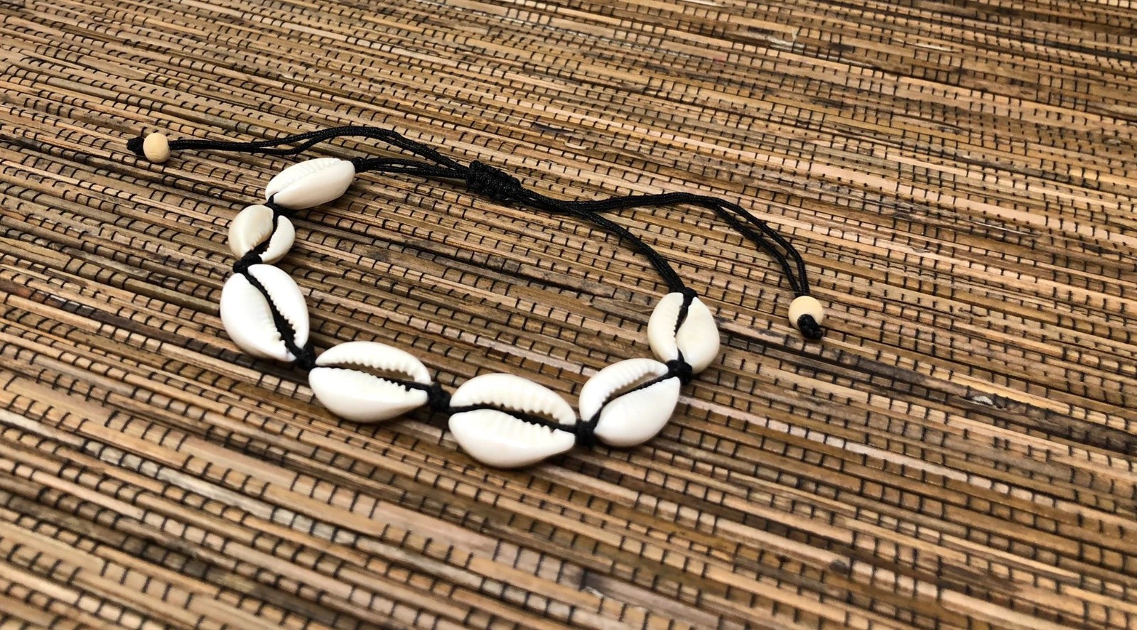 Cowrie Shell Anklet Bracelet Adjustable 5–12″ Black Cord Unisex Beach Hawaiian