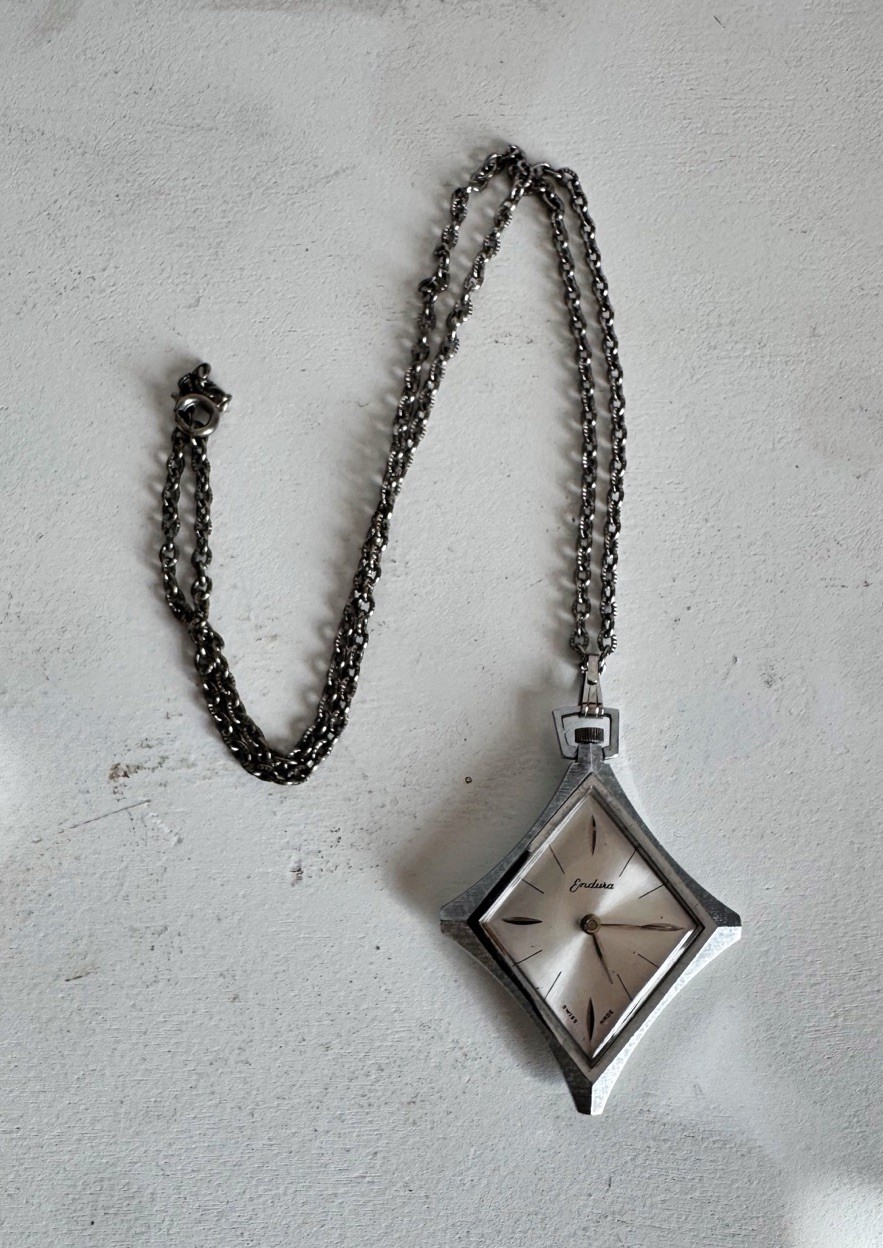 Vintage Endura Swiss Made Pendant Watch Necklace Piece Necklace MCM Modern