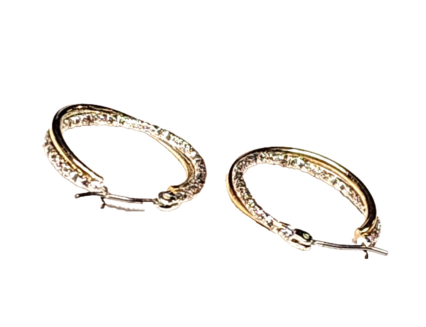 Gold & Textured Silver Tones Double Hoop Fashion Costume Retro 7/8″ English Lock