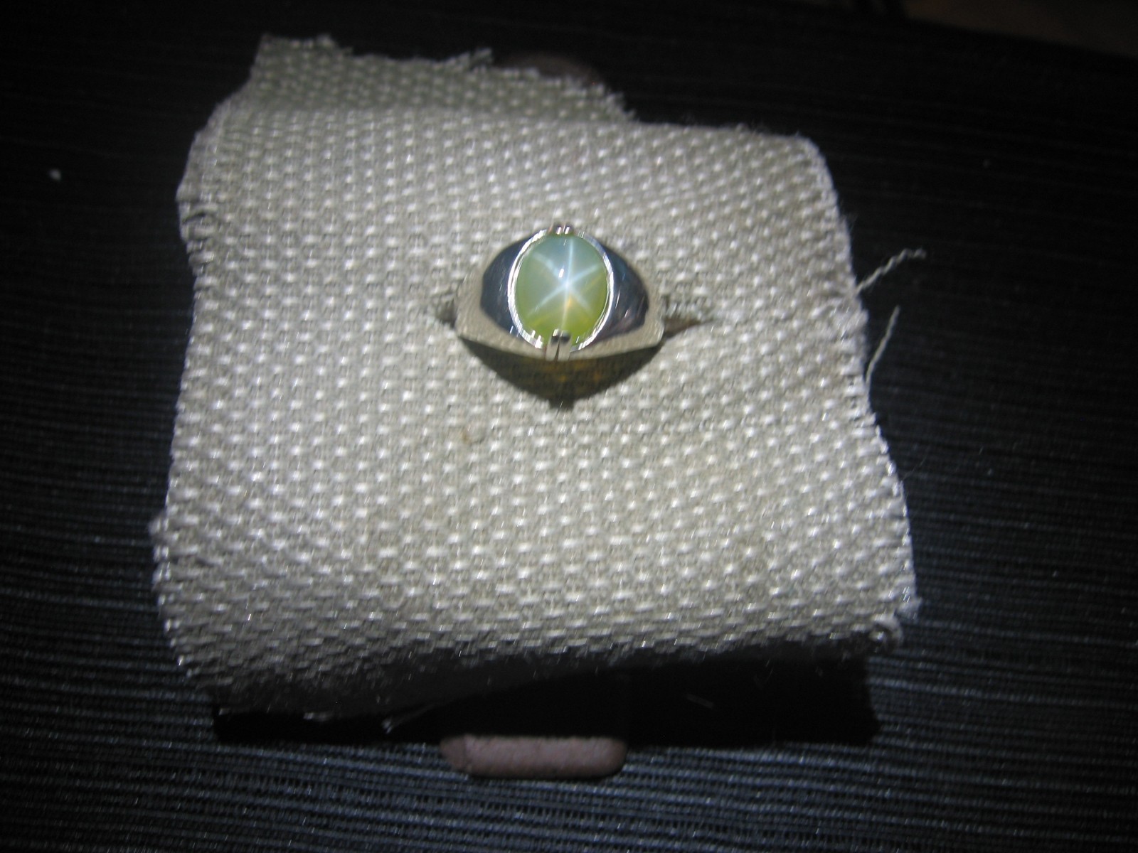 9X11M TRANSLUCENT SIGNED FERN GREEN LINDE STAR SAPPHIRE RING .925 STERLING SZ 9