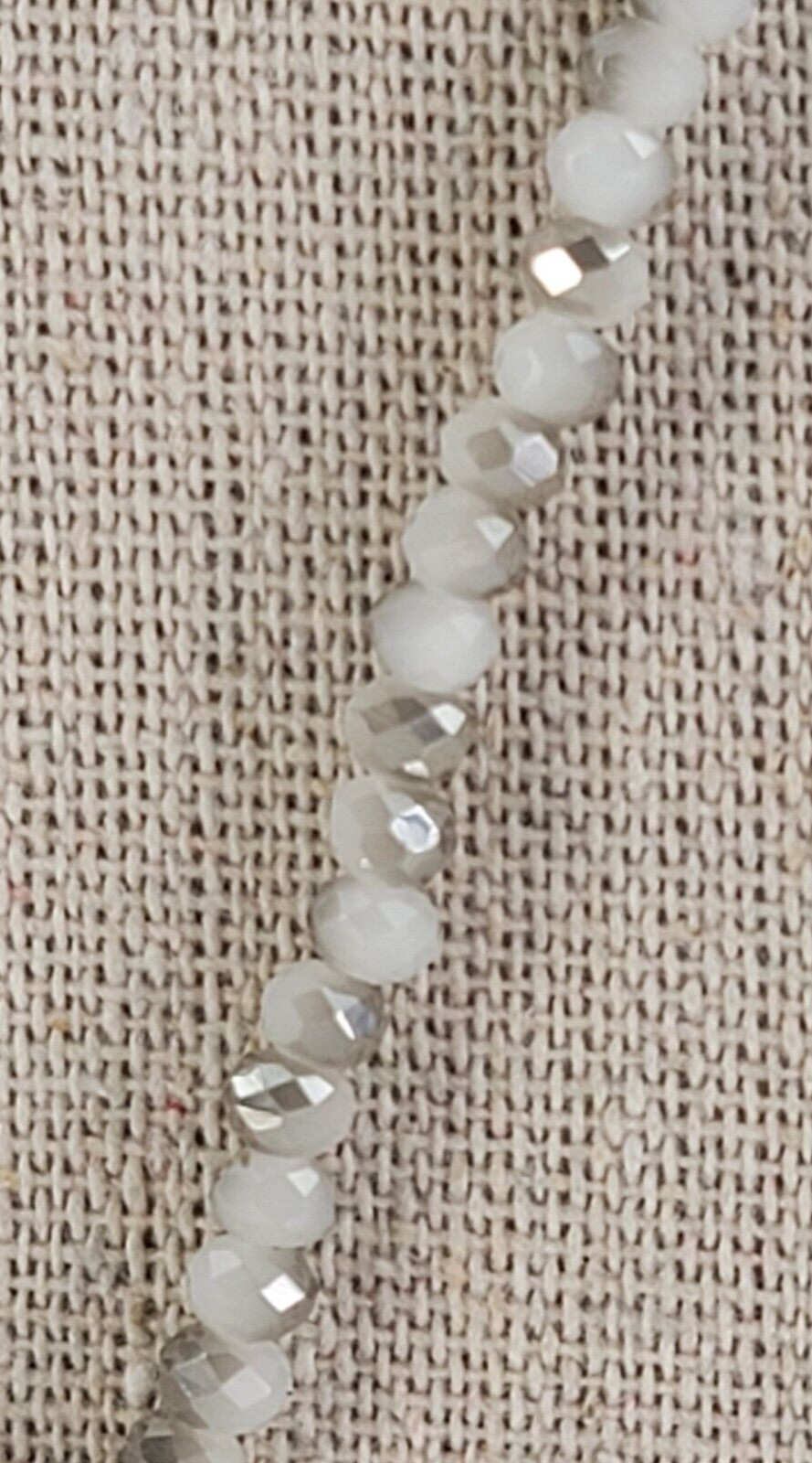 Gray Stone Teardrop Pendant Shiny Rondelle Glass Beaded Necklace 35 in