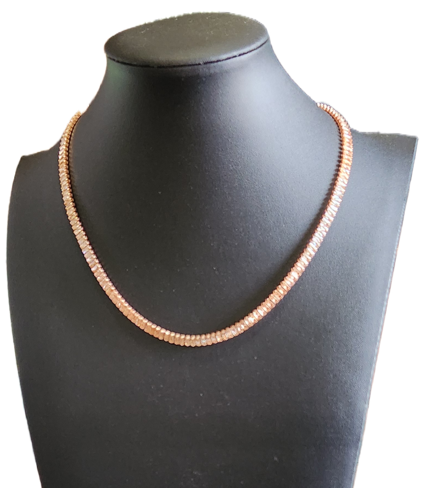 Champagne Tennis Necklace – Rose Gold tone -16-20 in