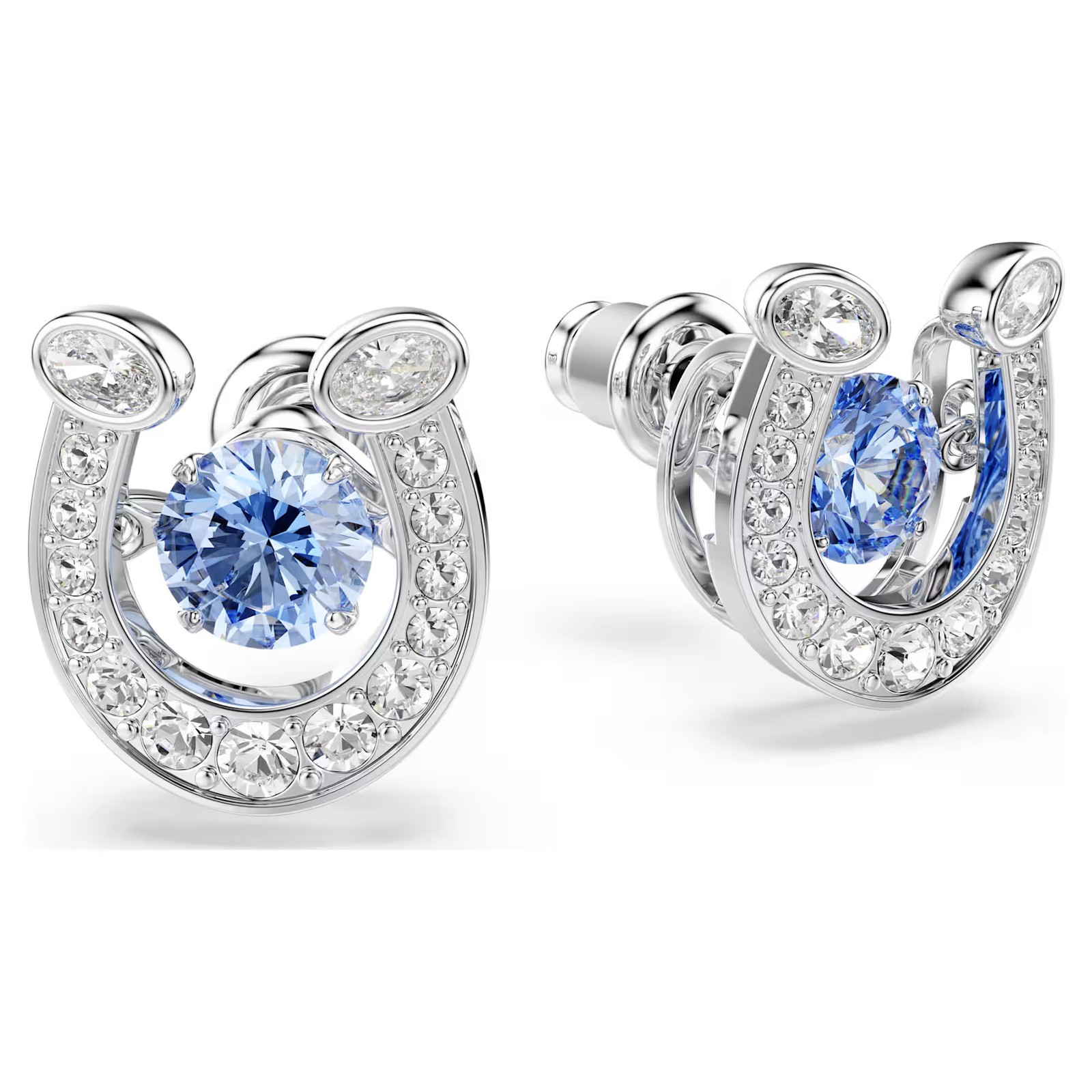 Swarovski Symbolica Stud Earrings, Horse Shoe, Blue, Rhodium Plated 5746563