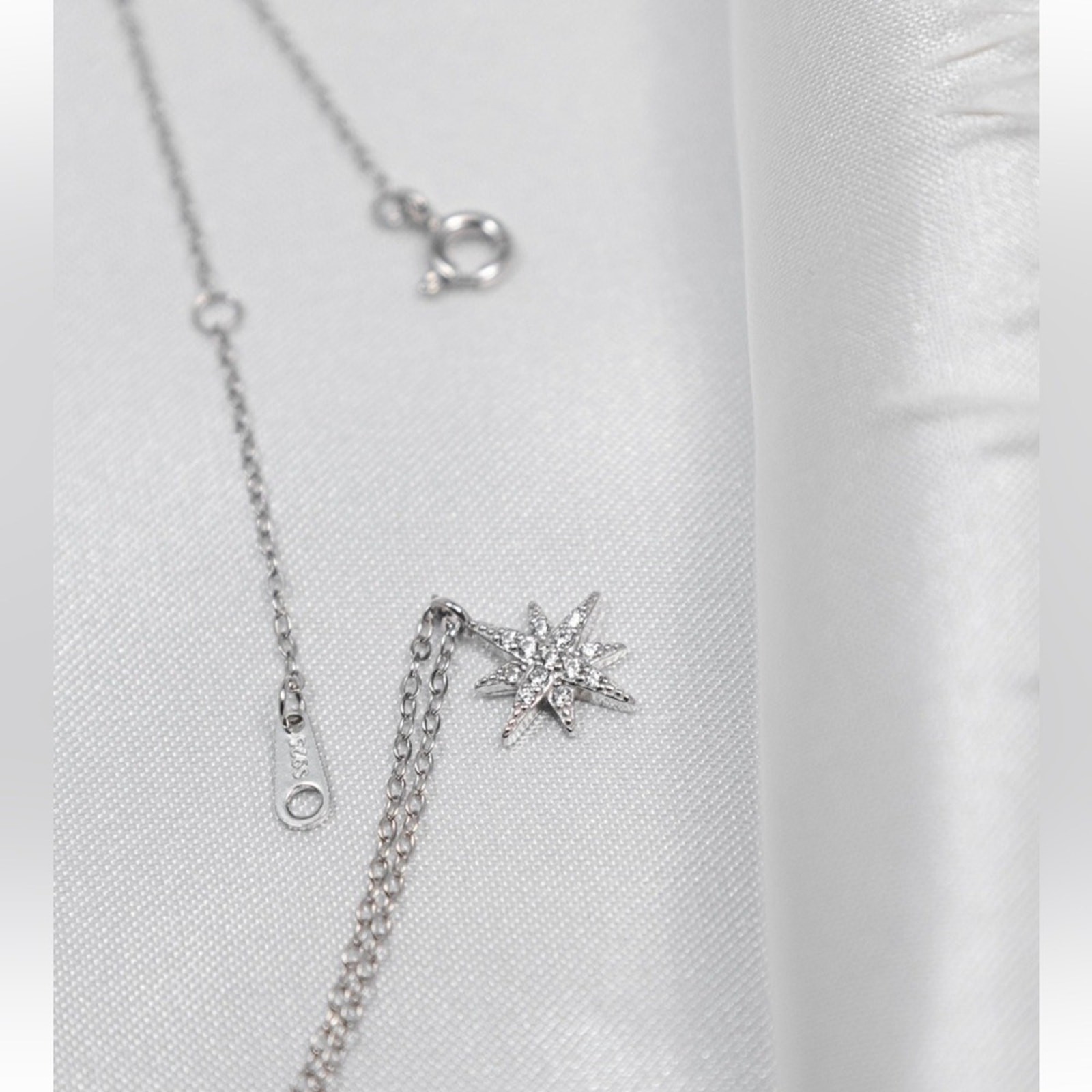 Silver North Star Charm Necklace,Star Necklace