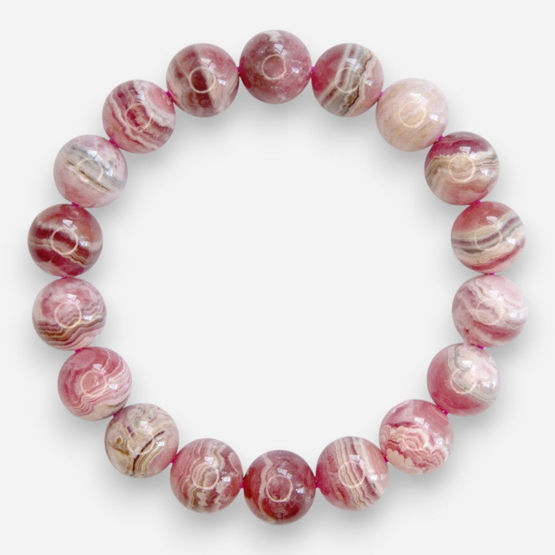 Rhodochrosite 10mm Natural Gemstone Bracelet 6-9” Elasticated with Box