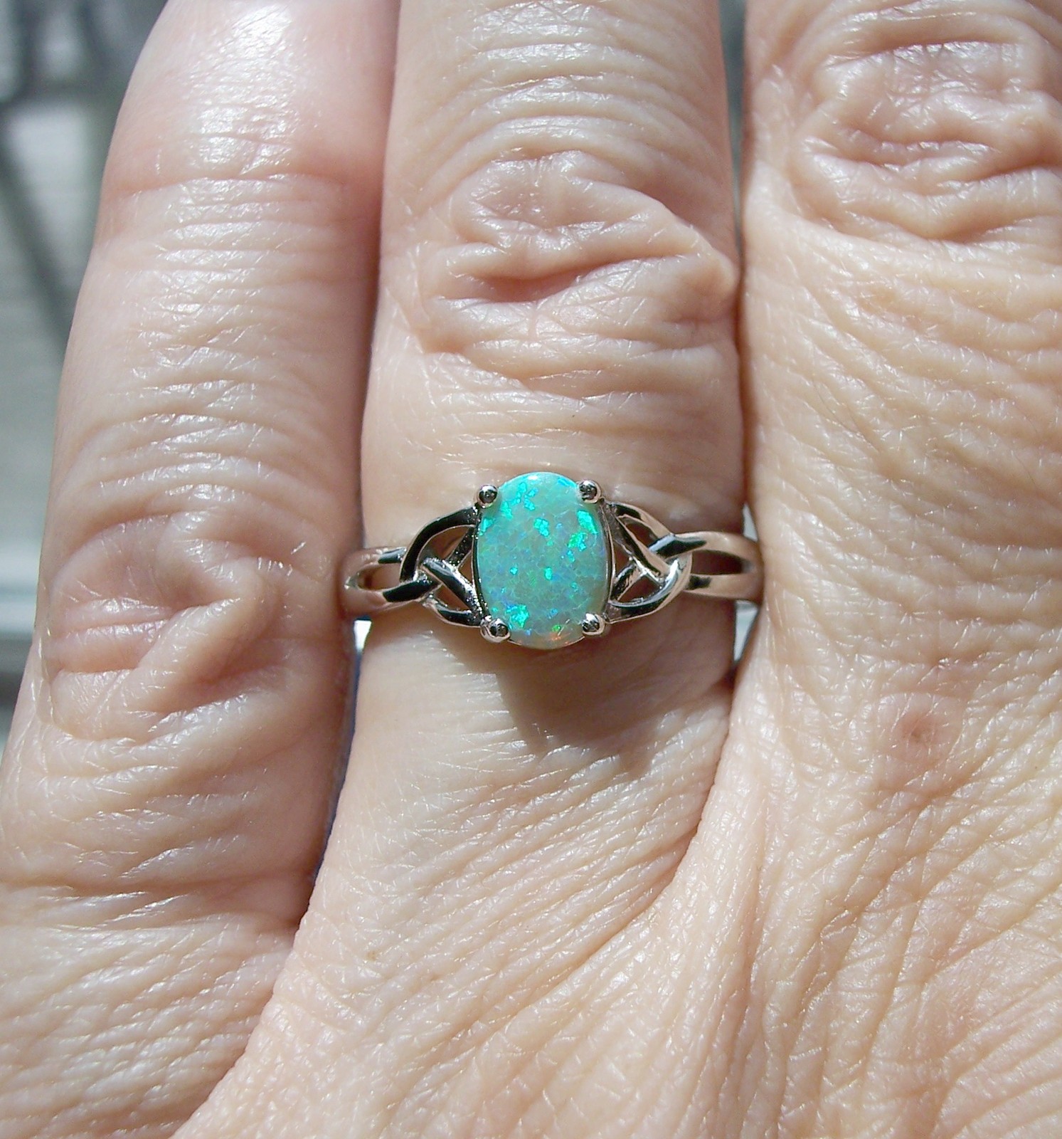 Oval Green Fire Opal Lab Created Ring 925 Sterling Silver Women’s Sizes 3-13