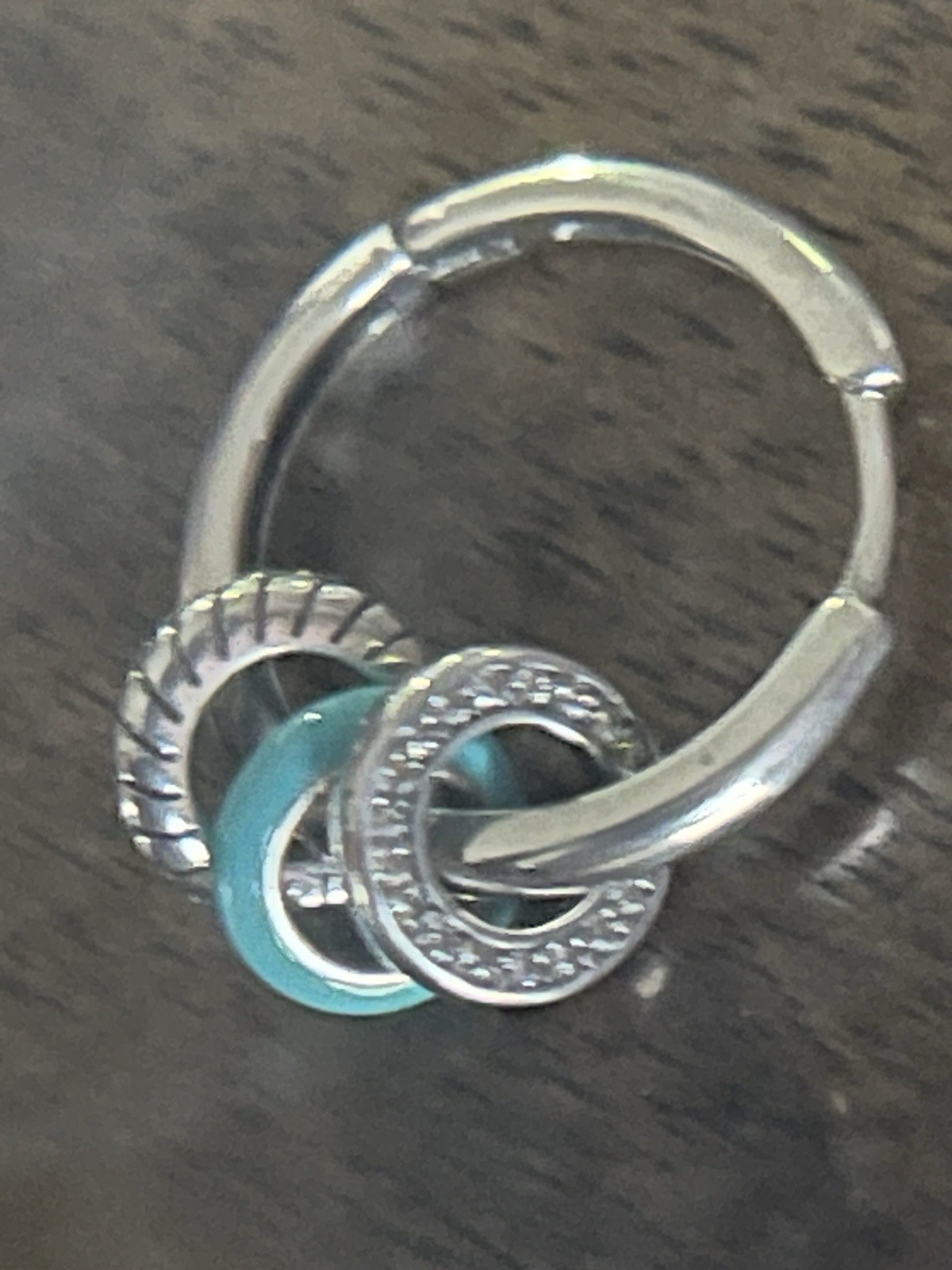S Signed 925 Turquoise Cz Removable Charms Hoop Earrings