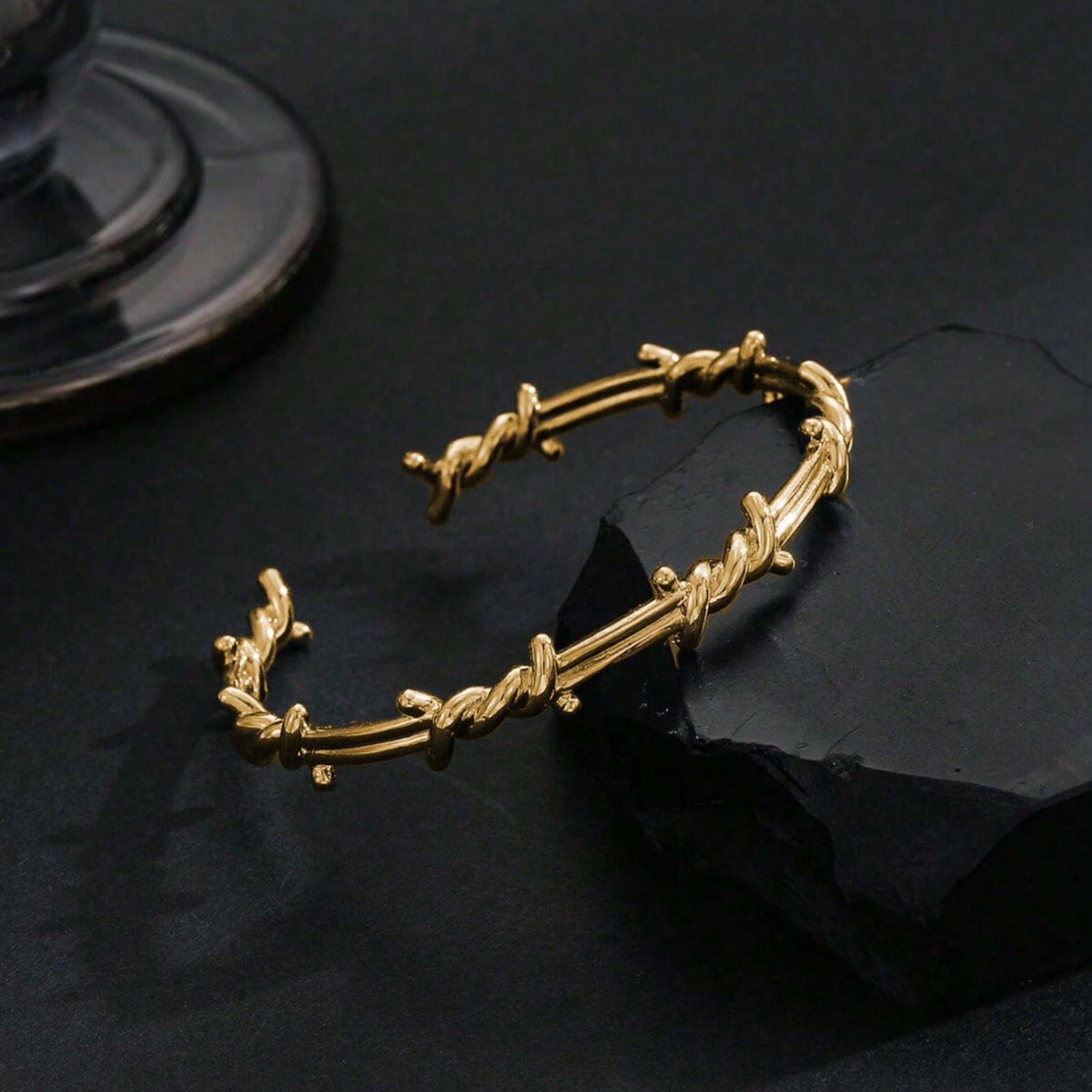 Bracelet for Men Twisted Double Barbed Wire Cuff Gothic Style Uniq Bracelet Gift