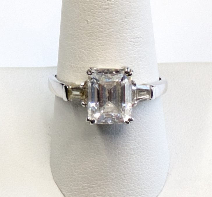 Sterling Silver 925 Large Rectangle CZ Cocktail Statement Ring Sz 9.5 ~ 4.5g