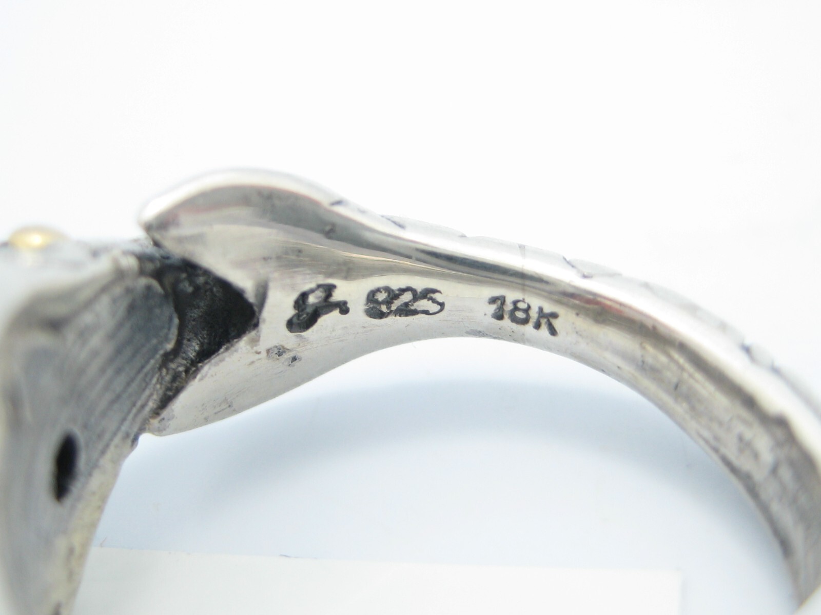 Samuel B Benham Sterling Silver & 18k Yellow Gold 11mm Bird Ring Size 7