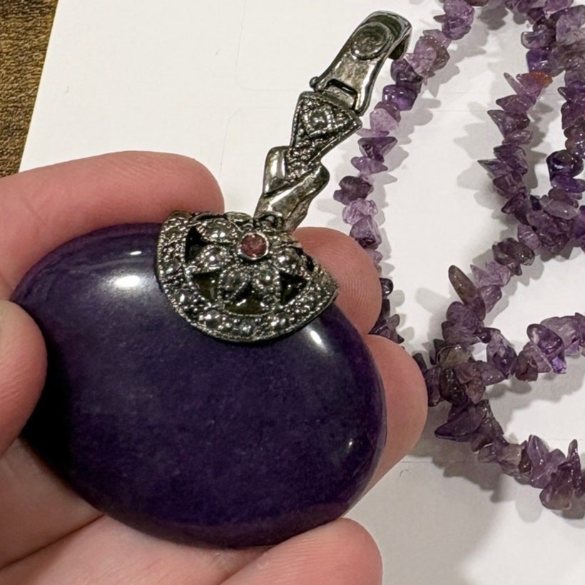 Premiere Designs Purple Stone Removable Pendant Necklace Statement Adjustable