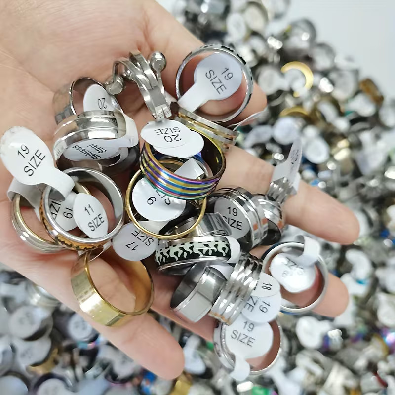 New Size 10 Stainless Steel Rings (4) Unisex Men Women Holiday Gift