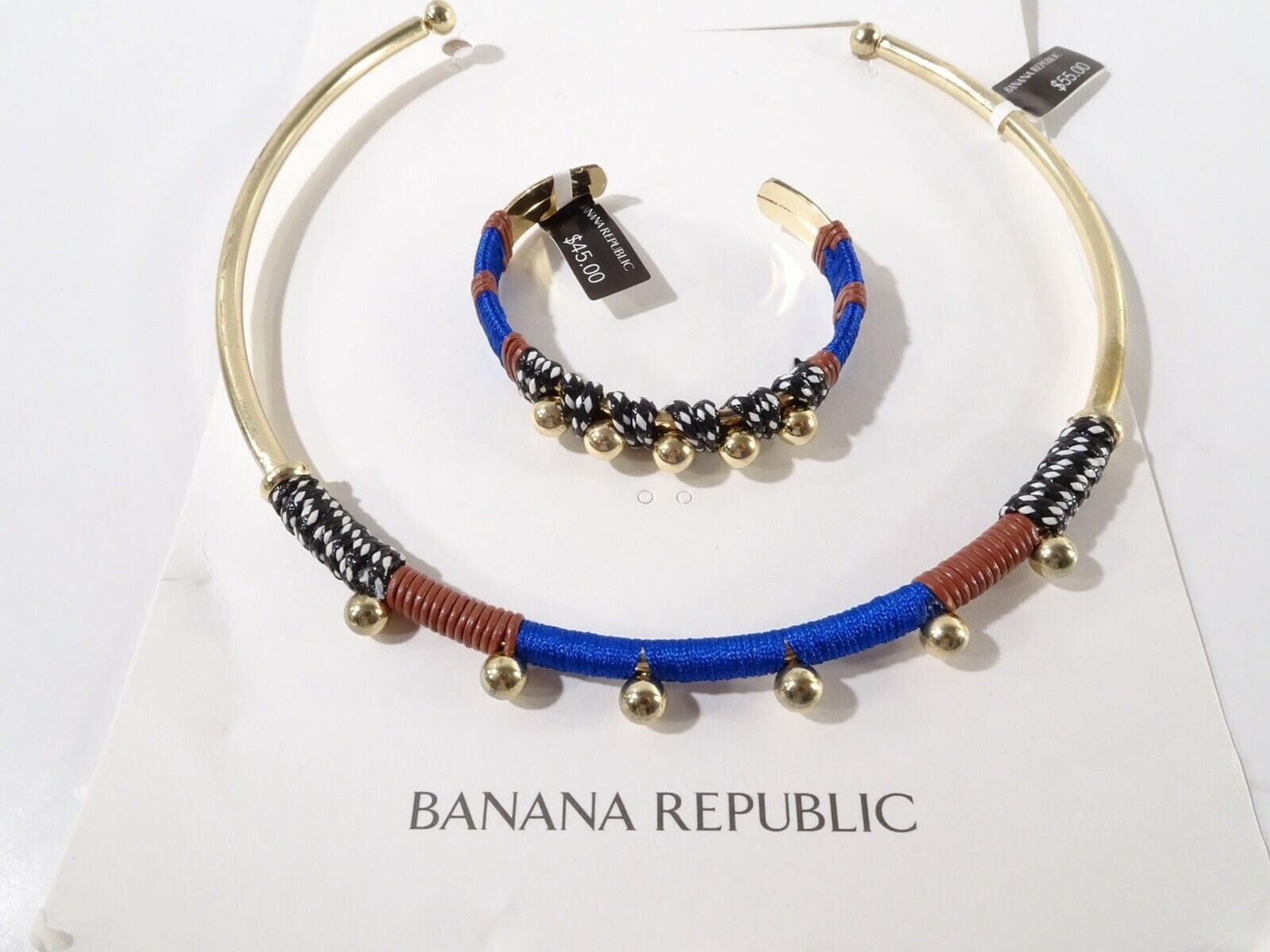Banana Republic Women’s Sphere Collar Cuff Necklace Bracelet Set NWT 125