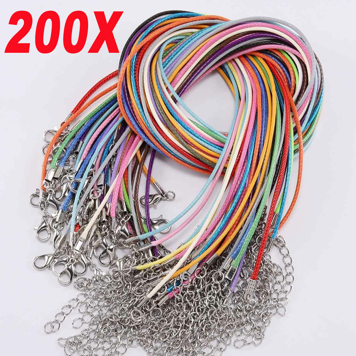 200PACK 18” Leather String Charms Necklace Cords Wholesale Rope Bulk Lot Cord