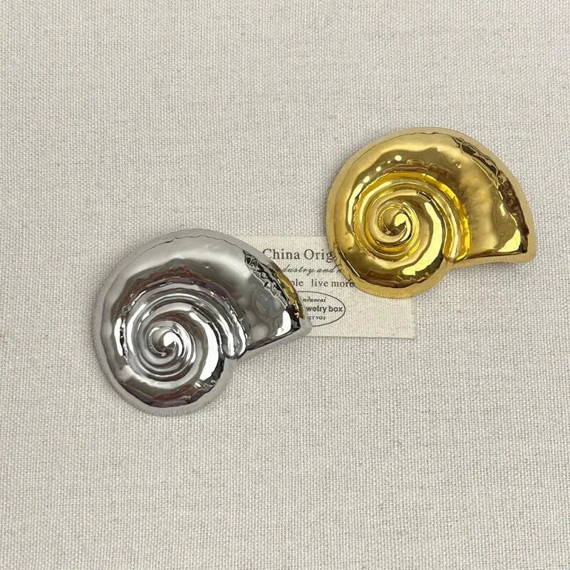 Bohemian Geometric Metal Conch Brooch Pin Zinc Alloy Punk Jewelry