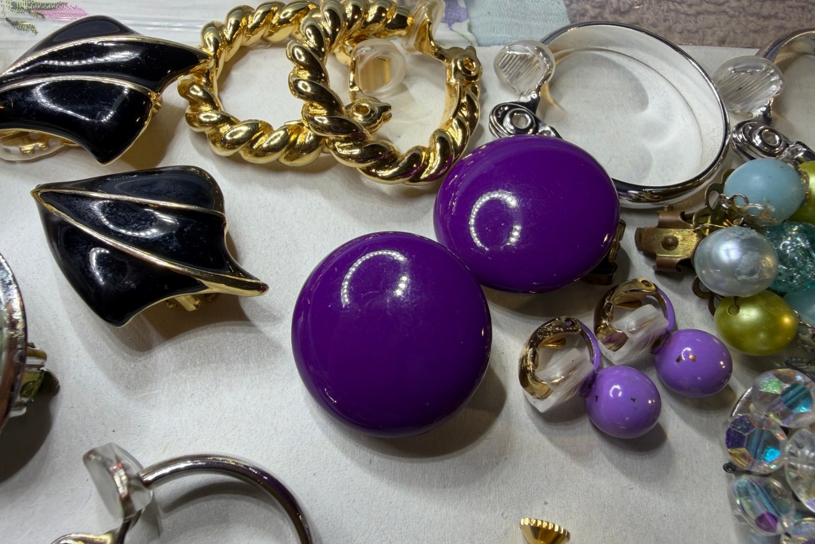 Lot of 13 Pairs of Vintage Clip-On Earrings Includes Lisner, Monet, Napier, Coro