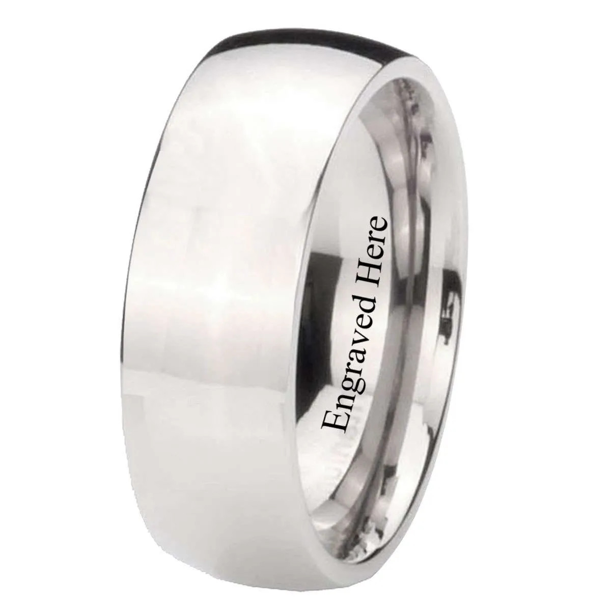 6mm 8mm Silver Titanium Dome Men Anniversary Ring Size 4 to 13