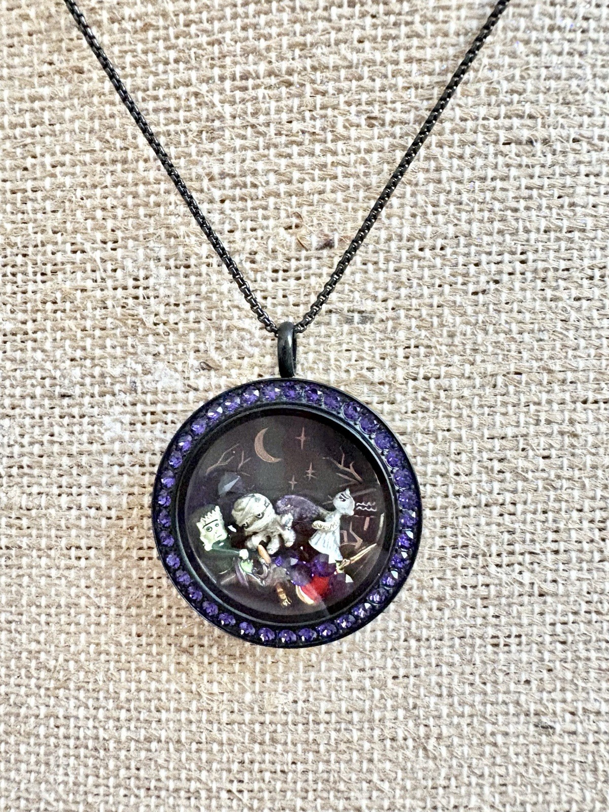 Origami Owl Halloween Locket Black Purple Universal Studios 2018 Monsters Charms