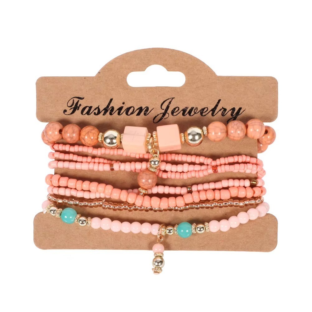 Boho Crystal Beaded Bracelet Set Colorful Stackable Bracelets Women Girls