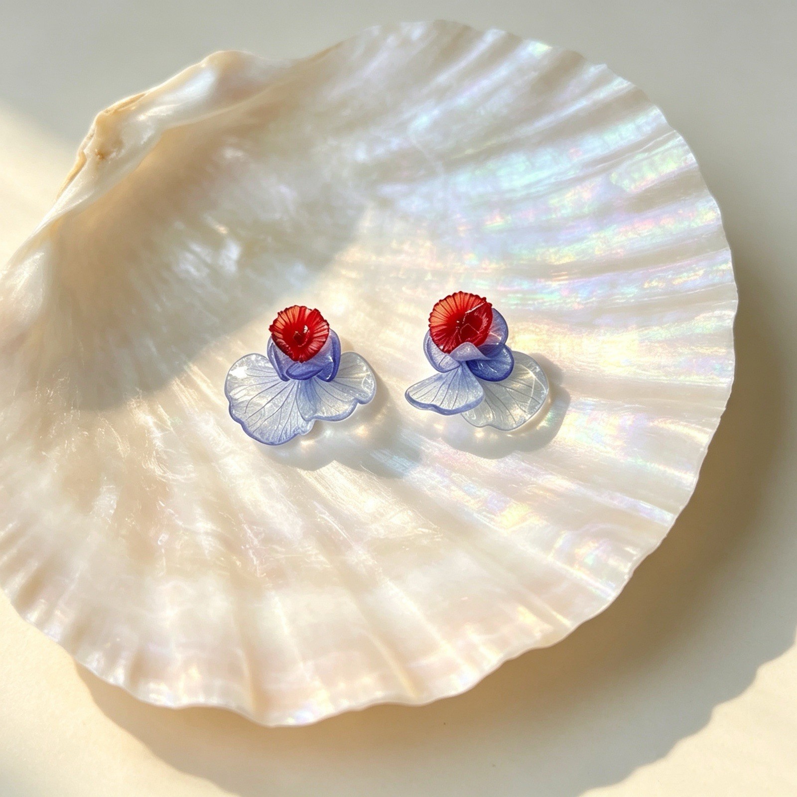 Natural Yunnan Dried Hydrangea Resin Stud Earrings Handmade 925 Silver Ear Posts