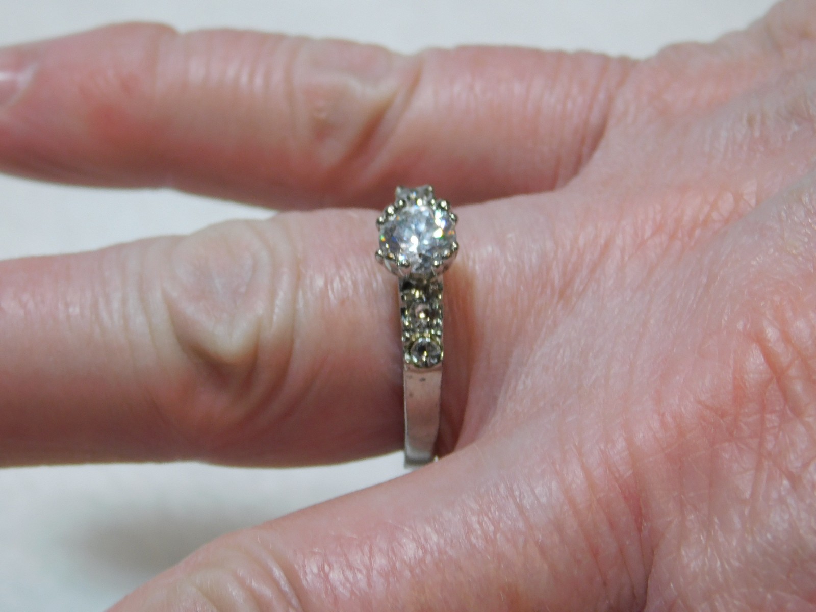 Womans Simulated Diamond Engagement Ring, Size 8.75 in Very Good Condition