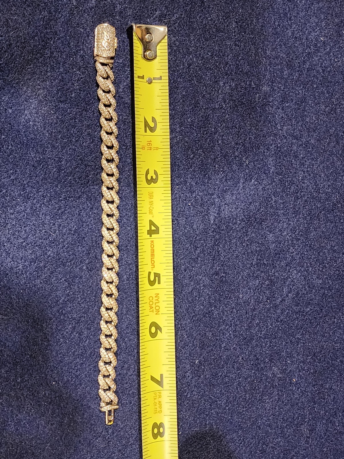 GLD Shop Cuban Chain Bracelet 14K White Gold Plated CZ Stones 9.5 mm x 7.25″