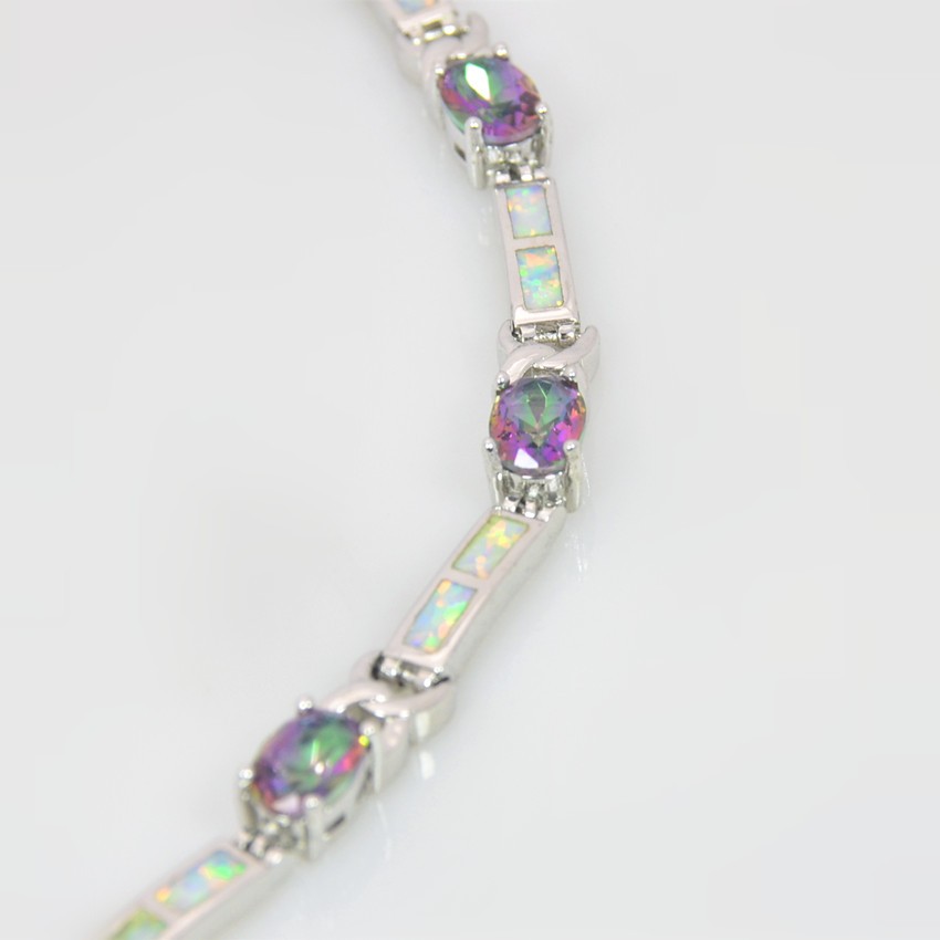 Hawaii White Opal Ellipse Bracelet Sterling Sliver Jewelry For Women Girls