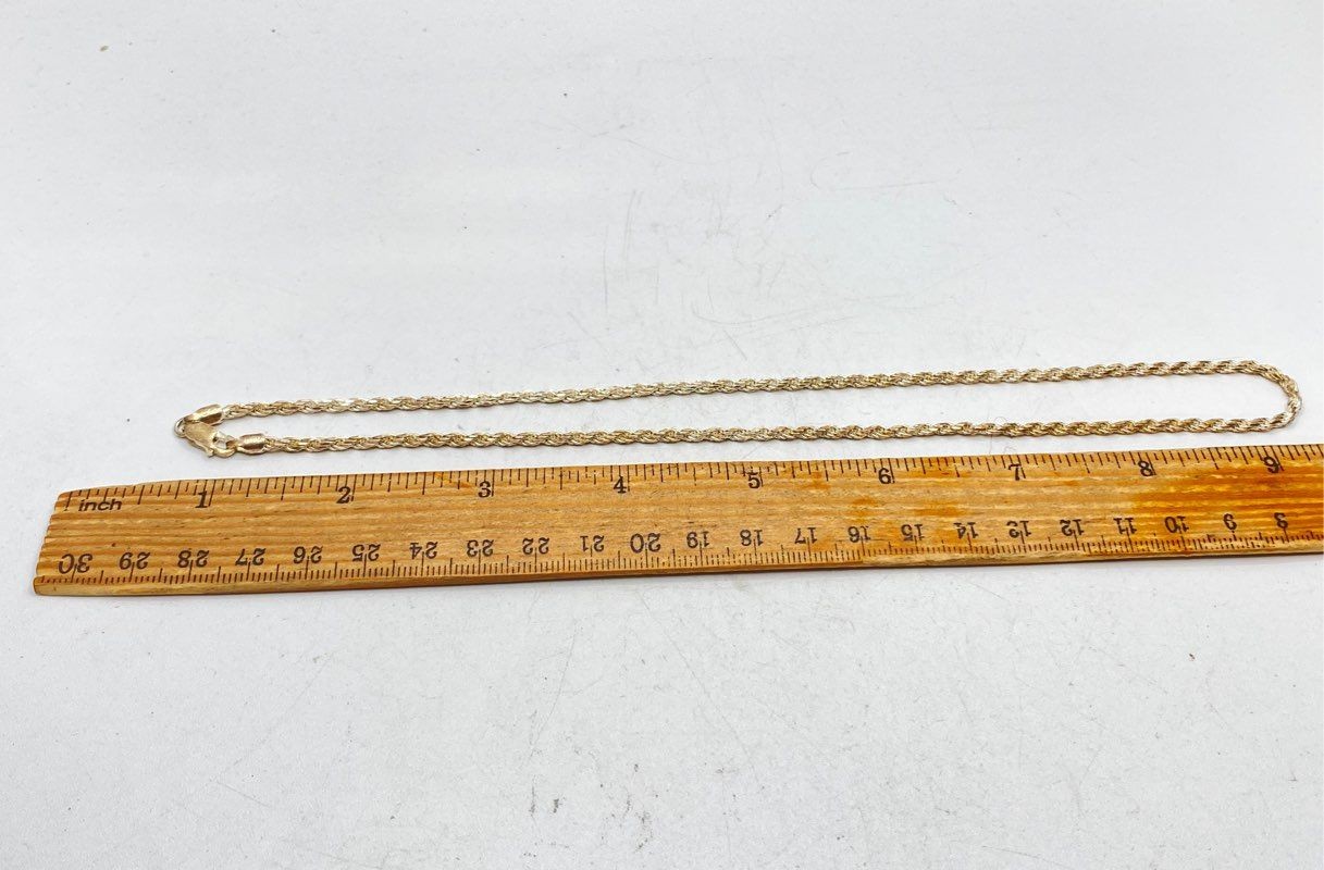 Italy Sterling Silver 925 Gold Vermeil Rope Chain Necklace 2.7mm 18″ 11.8g