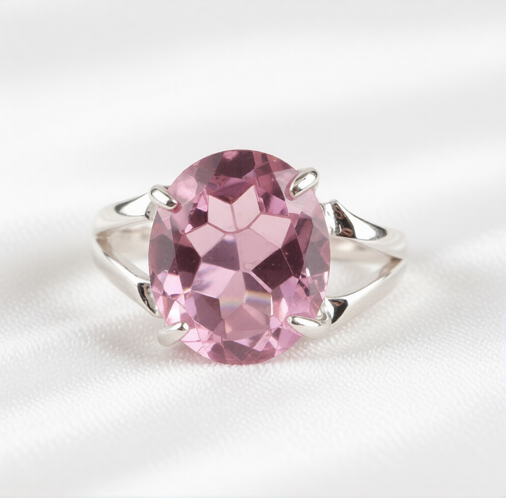 Classy Pink Kunzite Gemstone 925 Sterling Silver Handmade Jewelry Ring All Size
