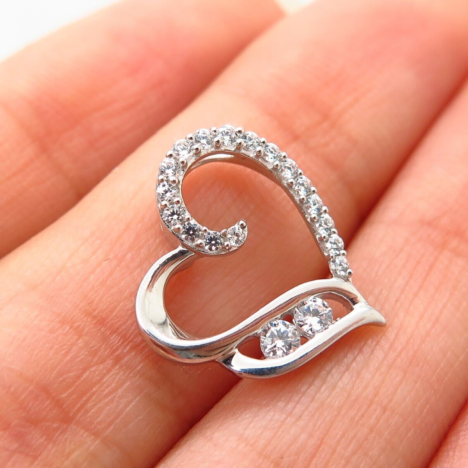 Valentine Day Fancy Round Simulated Diamond Heart Pendant 14K White Gold Plated