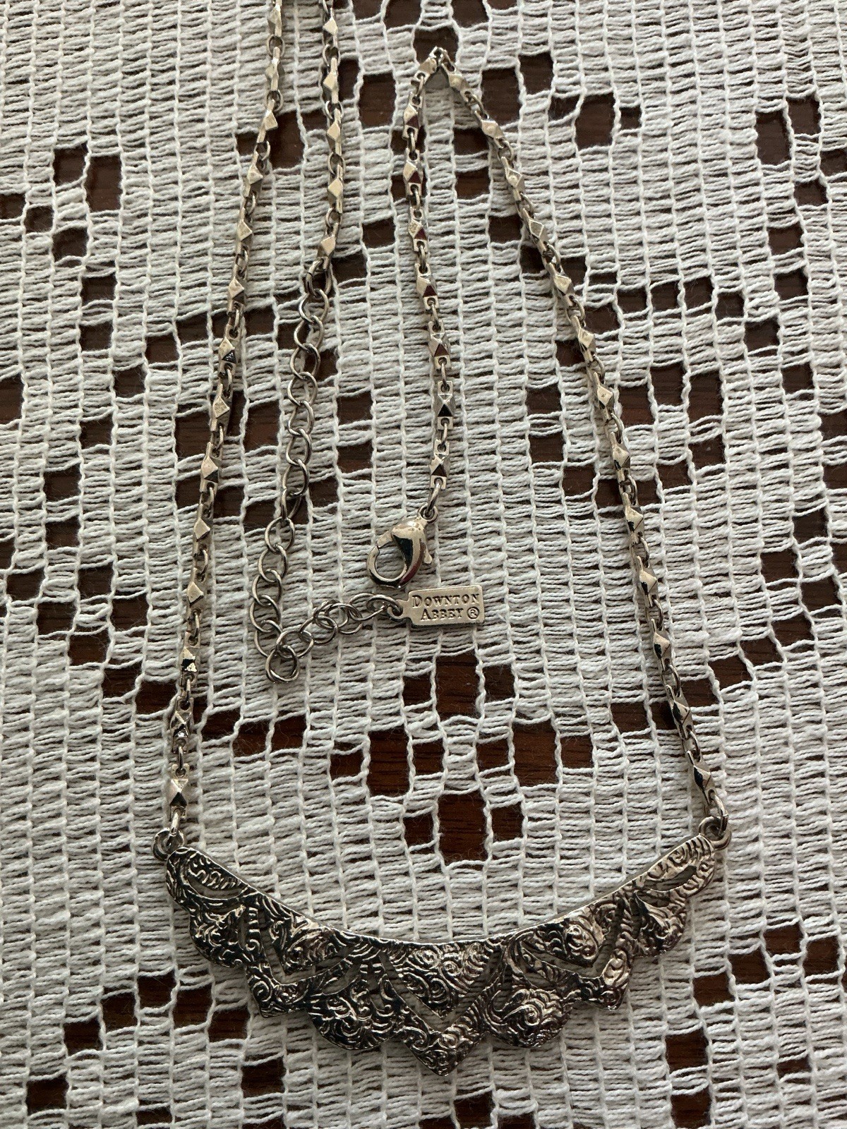 Downton Abbey 1928 Art Deco Rhinestone Statement Adjustable Necklace Signed
