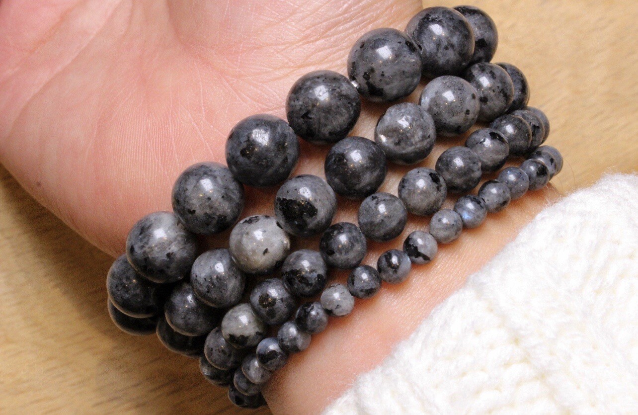 AAA Quality Natural Larvikite Stone Round Beaded Bracelet For Men and Women