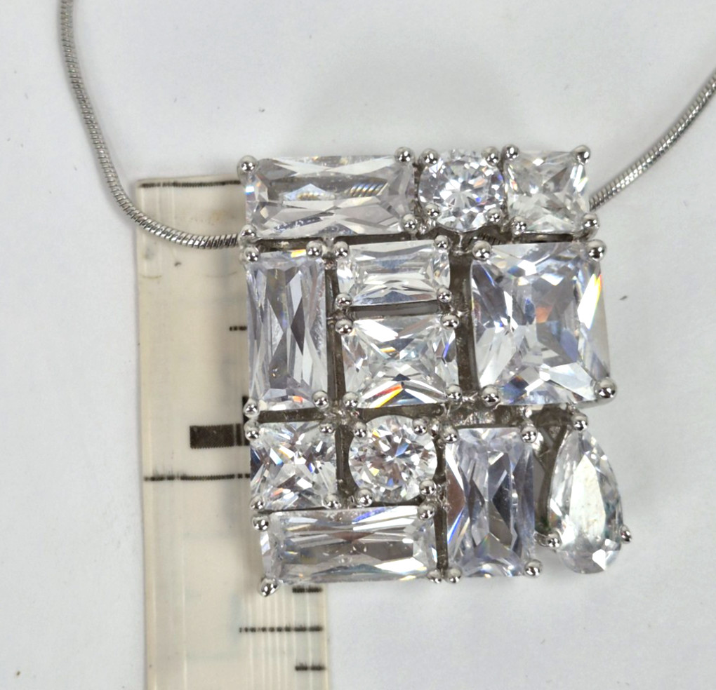 Park Lane Runway Collection Heavy Crystal Glass Square Pendant 1.5” X 1.25”