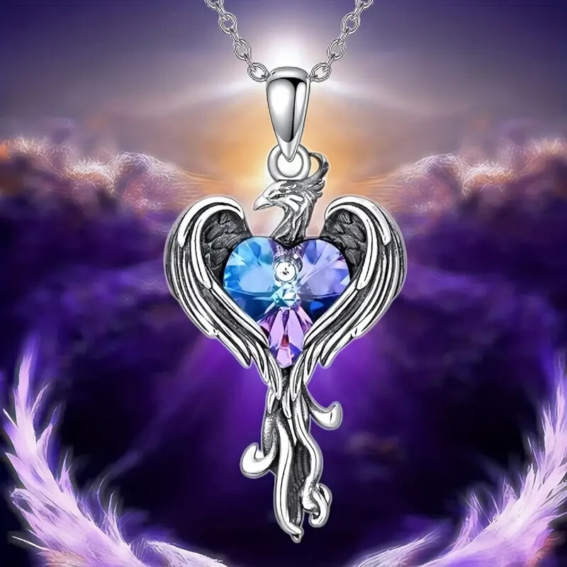 Rainbow Mystical Fire Topaz 925 Sterling Silver Charms Phoenix Pendant Necklace