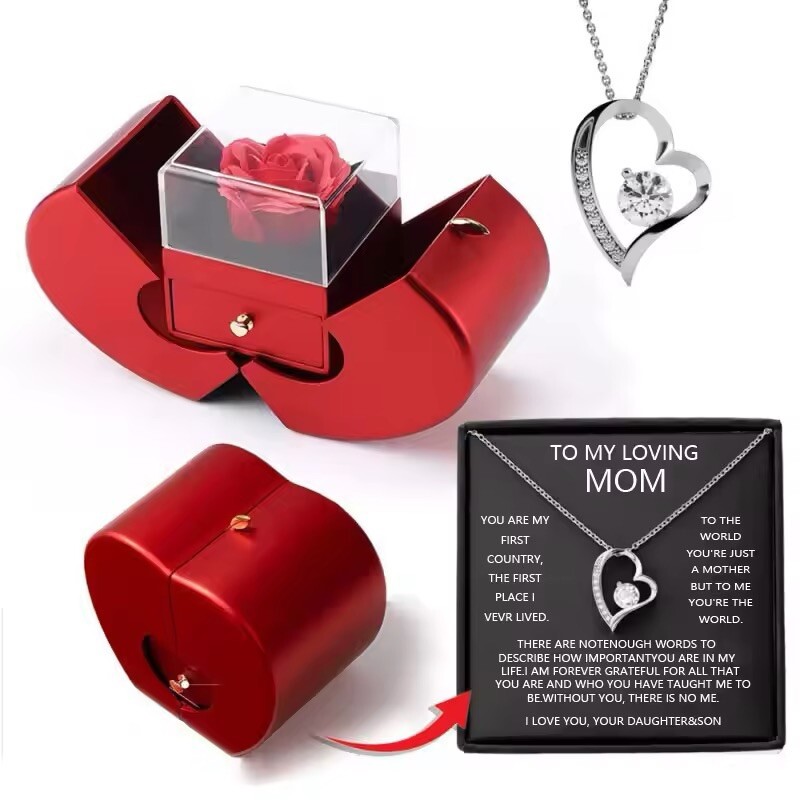 To My Mom Mother’s Day Birthday Christmas Heart Necklace Heartfelt Gift From Son