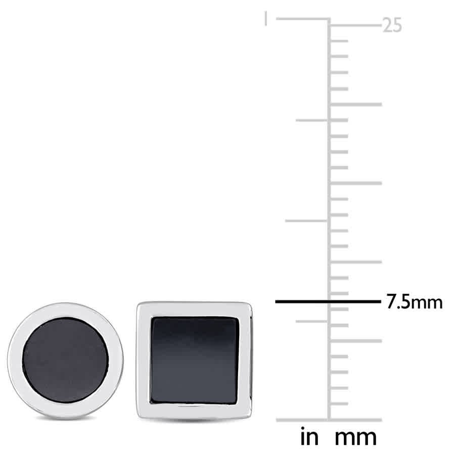 Amour Men’s 2-Piece Set 1 5/8ct TGW Hematite Square and Round Stud Earrings in
