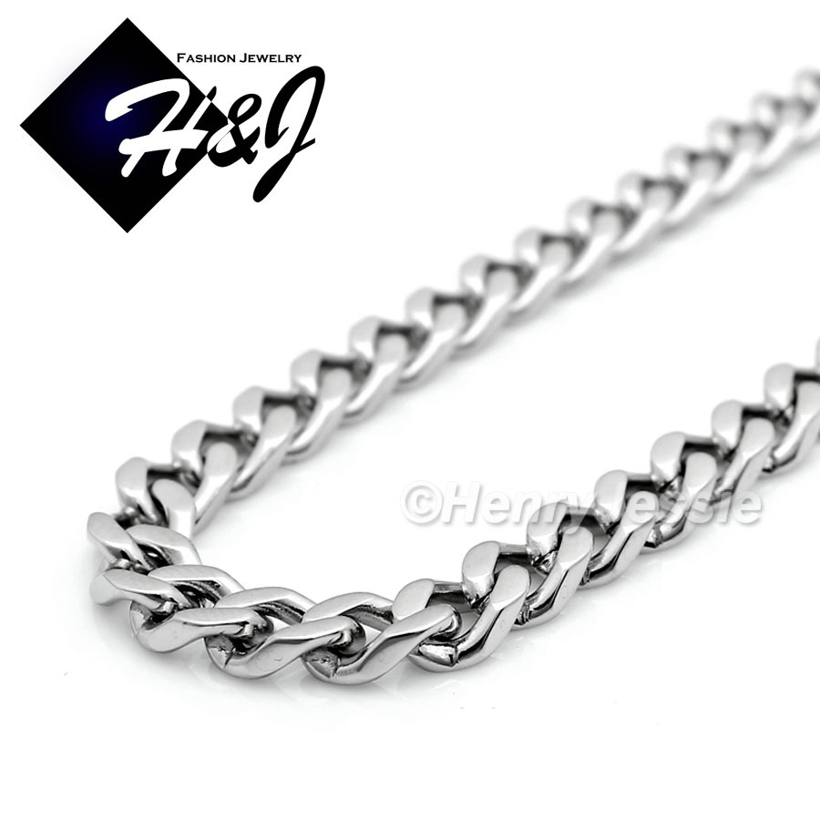 24″MEN Stainless Steel 5mm Silver Cuban Curb Necklace VIRGIN MARY Pendant*SP26