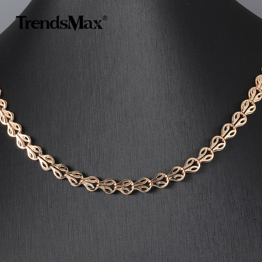 585 Rose Gold Twisted Weave/Herringbone/White Pearl Bead Chain Necklace 20/24″