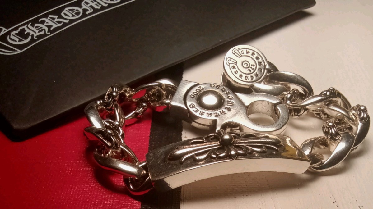 New Chrome Gothic Cross Bracelet biker 2000 Jewelery cuban link Mens 21mm 925