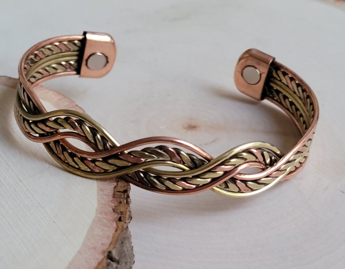Pure Copper Magnetic Bracelet Arthritis Pain Energy Therapy Cuff Knit