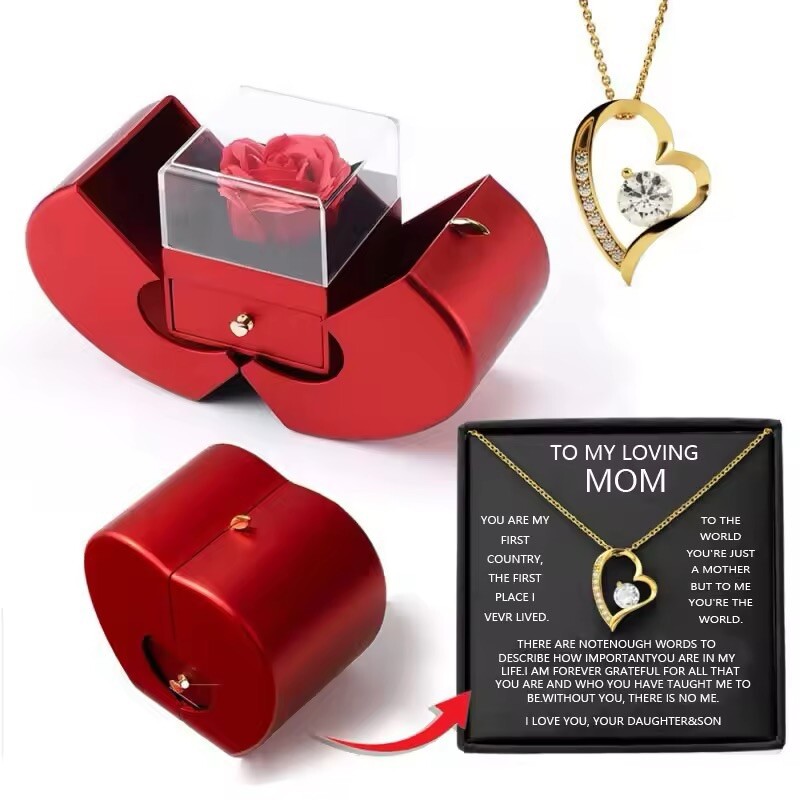 To My Mom Mother’s Day Birthday Christmas Heart Necklace Heartfelt Gift From Son